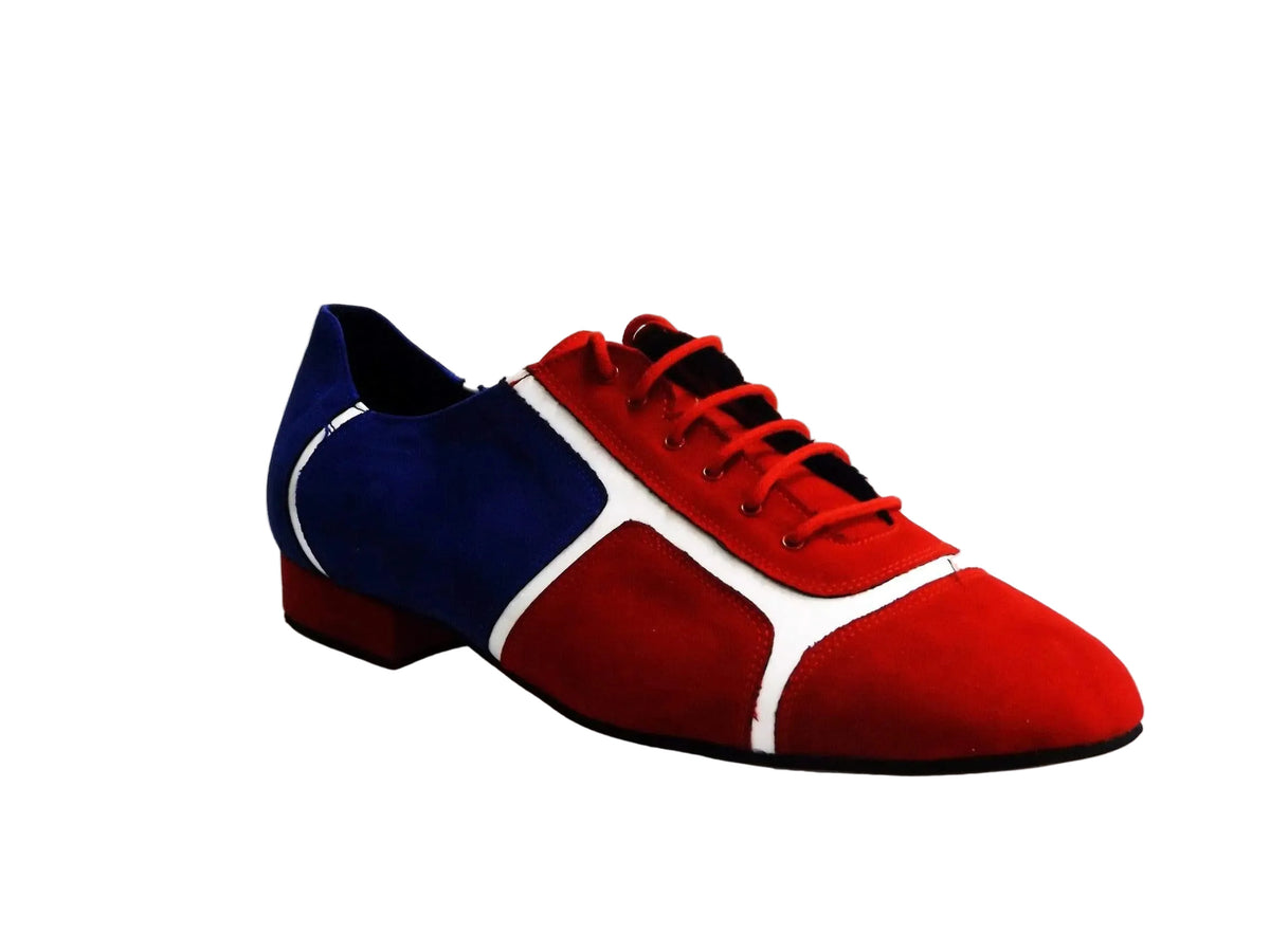 Sneaker da Ballo Uomo in Camoscio Blu Royal e Rosso Manuel Wish Dance, vista frontale