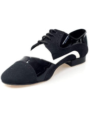 Load image into Gallery viewer, Magno (845) - Men's Lace-up Mod. Derby Brogue Shoe in Black Patent Leather and Suede With White Leather