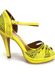 Carica immagine nella Galleria, Wish Dance Shop Alexa - Scarpa da Ballo in Camoscio Giallo Con Swarovski