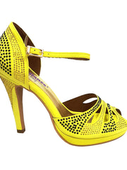 Carica immagine nella Galleria, Wish Dance Shop Alexa - Scarpa da Ballo in Camoscio Giallo Con Swarovski