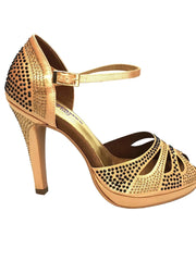 Carica immagine nella Galleria, Wish Dance Shop Alexa - Scarpa da Ballo in Raso Bronzo Con Swarovski