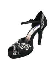 Carica immagine nella Galleria, Wish Dance Shop Alexa - Scarpa da Ballo in Raso Nero Con Swarovski