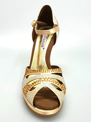 Carica immagine nella Galleria, Wish Dance Shop Alexa - Scarpa da Ballo in Raso Oro Con Swarovski