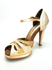 Carica immagine nella Galleria, Wish Dance Shop Alexa - Scarpa da Ballo in Raso Oro Con Swarovski