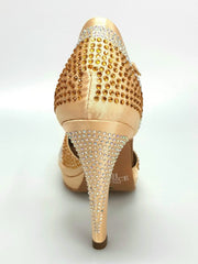 Carica immagine nella Galleria, Wish Dance Shop Alexa - Scarpa da Ballo in Raso Oro Con Swarovski