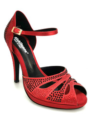 Carica immagine nella Galleria, Wish Dance Shop Alexa - Scarpa da Ballo in Raso Rosso Con Swarovski