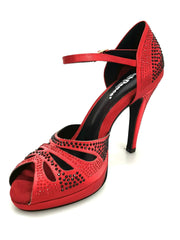 Carica immagine nella Galleria, Wish Dance Shop Alexa - Scarpa da Ballo in Raso Rosso Con Swarovski