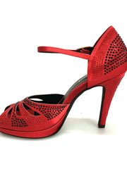 Carica immagine nella Galleria, Wish Dance Shop Alexa - Scarpa da Ballo in Raso Rosso Con Swarovski