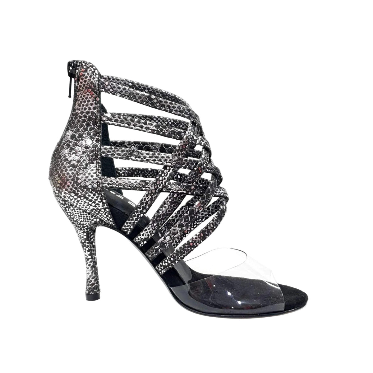 Sandalo da Donna in Camoscio Laserato Pitone Silver Alice Wish Dance, vista laterale