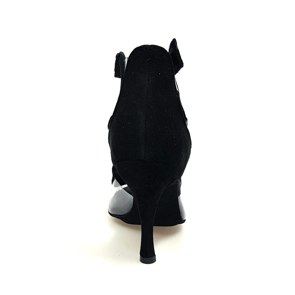 Sandalo donna Angela in camoscio nero con dettagli in plexiglass e tacco a spillo, scarpa elegante Wish Dance Shop.