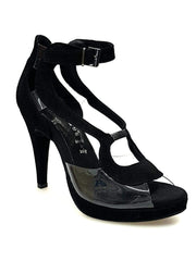 Load image into Gallery viewer, Wish Dance Shop Angela in Camoscio Nero con parti in Plexiglass e Plateau