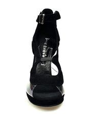 Load image into Gallery viewer, Wish Dance Shop Angela in Camoscio Nero con parti in Plexiglass e Plateau