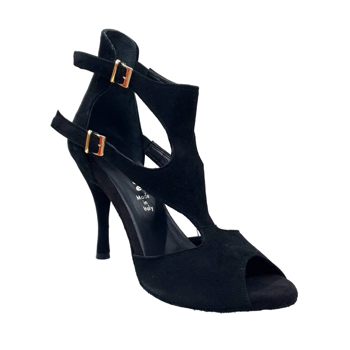 Scarpa donna Anna in camoscio nero, sandalo Wish Dance Shop, con cinturino e suola elegante, ideale per look estivi e casual.