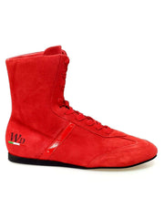 Load image into Gallery viewer, Sneaker alta Clay di Wish Dance Shop in camoscio rosso con dettaglio in vernice rossa e rivestimento in vera pelle italiana
