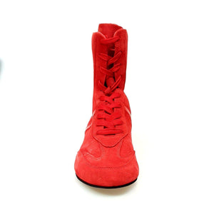 Clay - Sneaker Alta in Camoscio Rosso con Dettaglio in Vernice Rossa Rivestito in Vera Pelle Italiana