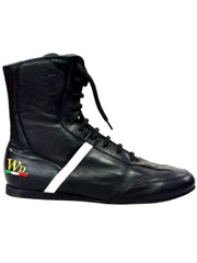 Carica immagine nella Galleria, Sneaker alta Clay in pelle nera con dettagli bianchi, rivestita in vera pelle italiana, scarpa di Wish Dance Shop
