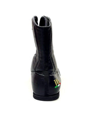 Carica immagine nella Galleria, Scarpa sneaker alta in pelle nera con dettaglio bianco, rivestita in vera pelle italiana, marca Wish Dance Shop.