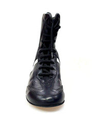 Carica immagine nella Galleria, Sneaker alta in pelle nera con dettaglio bianco e rivestimento in vera pelle italiana, scarpa Wish Dance Shop.