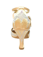 Load image into Gallery viewer, Wish Dance Shop Deluxe - Scarpa da Ballo in Raso Seta Carne con Swarovski e Tacco a Rocchetto