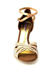 Carica immagine nella Galleria, Wish Dance Shop Deluxe - Scarpa da Ballo in Raso Seta Carne con Swarovski e Tacco a Spillo