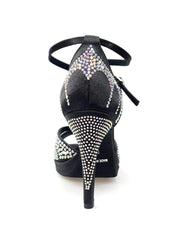 Carica immagine nella Galleria, Deluxe Plus (LP2) - Scarpa da Ballo in Raso Seta Nera con Swarovski Tacco Alto a Spillo Largo e Plateau Flex