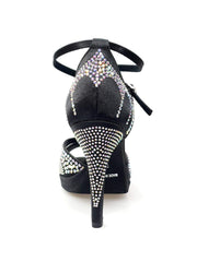 Carica immagine nella Galleria, Deluxe Plus (LP2) - Scarpa da Ballo in Raso Seta Nera con Swarovski Tacco Alto a Spillo Largo e Plateau Flex Wish Dance Shop