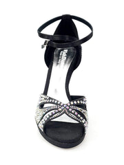 Carica immagine nella Galleria, Deluxe Plus (LP2) - Scarpa da Ballo in Raso Seta Nera con Swarovski Tacco Alto a Spillo Largo e Plateau Flex Wish Dance Shop