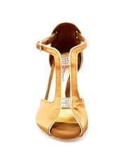 Carica immagine nella Galleria, ELIDE (401) - Sandalo da Donna in Raso Seta Bronzo con Tacco a Spillo Oro Wish Dance Shop