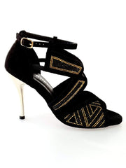 Load image into Gallery viewer, Wish Dance Shop Glam - Scarpa da donna in Camoscio e Miniborchie Oro e Nere