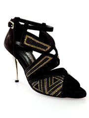 Load image into Gallery viewer, Wish Dance Shop Glam - Scarpa da donna in Camoscio e Miniborchie Oro e Nere