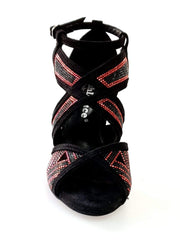 Carica immagine nella Galleria, Wish Dance Shop Glam - Scarpa da donna in Camoscio e Miniborchie Rosse e Nere