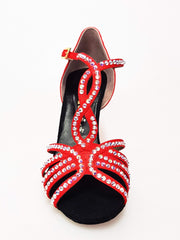 Carica immagine nella Galleria, Wish Dance Shop Infinity Extraflex Competition Raso Seta Rosso Swarovski Parziale Rivestimento interno in Pelle