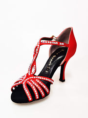 Carica immagine nella Galleria, Wish Dance Shop Infinity Extraflex Competition Raso Seta Rosso Swarovski Parziale Rivestimento interno in Pelle