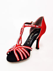 Carica immagine nella Galleria, Wish Dance Shop Infinity Extraflex Competition Raso Seta Rosso Swarovski Parziale Rivestimento interno in Pelle