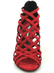 Load image into Gallery viewer, Wish Dance Shop Intrigo in Camoscio Rosso con tallone in Lurex Nero