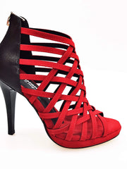 Carica immagine nella Galleria, Wish Dance Shop Intrigo in Camoscio Rosso e Lurex Nero con Plateau