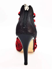 Carica immagine nella Galleria, Wish Dance Shop Intrigo in Camoscio Rosso e Lurex Nero con Plateau