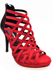 Load image into Gallery viewer, Wish Dance Shop Intrigo in Camoscio Rosso e Lurex Nero con Plateau