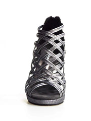 Carica immagine nella Galleria, Wish Dance Shop Intrigo in Glitter Carbon e Fiorato Argento con Plateau