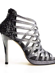 Load image into Gallery viewer, Wish Dance Shop Intrigo in Glitter Carbon e Fiorato Argento con Plateau
