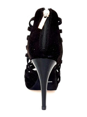 Carica immagine nella Galleria, Intrigo (780) - Sandalo da Donna in Camoscio Nero con Tacco a Spillo Largo e Plateau Wish Dance Shop