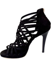 Carica immagine nella Galleria, Intrigo (780) - Sandalo da Donna in Camoscio Nero con Tacco a Spillo Largo e Plateau