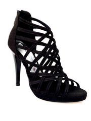 Carica immagine nella Galleria, Intrigo (780) - Sandalo da Donna in Camoscio Nero con Tacco a Spillo Largo e Plateau Wish Dance Shop