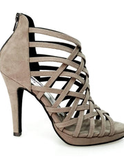 Carica immagine nella Galleria, Intrigo (780) - Scarpa da Donna in Camoscio Grigio Tortora con Tacco a Spillo Largo e Plateau Wish Dance Shop