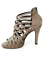 Carica immagine nella Galleria, Intrigo (780) - Scarpa da Donna in Camoscio Grigio Tortora con Tacco a Spillo Largo e Plateau