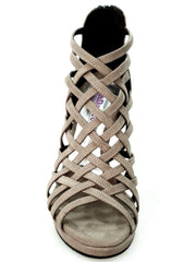 Carica immagine nella Galleria, Intrigo (780) - Scarpa da Donna in Camoscio Grigio Tortora con Tacco a Spillo Largo e Plateau