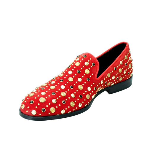 Mocassino da Uomo in Camoscio Rosso Jack Sparrow Pirata Wish Dance, vista laterale
