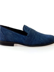 Load image into Gallery viewer, Mocassino da uomo Jackson in tessuto jeans blu con fodera in vera pelle italiana, scarpa casual Wish Dance Shop.