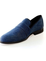Load image into Gallery viewer, Scarpa mocassino da uomo Jackson in tessuto blu jeans con fodera in vera pelle italiana, di Wish Dance Shop.