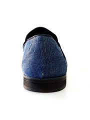 Load image into Gallery viewer, Scarpa mocassino da uomo Wish Dance Shop Jackson in tessuto jeans blu, con fodera in vera pelle italiana, stile casual elegante.